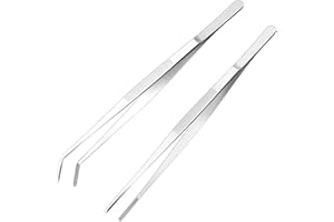 Cyimi Kitchen Tweezers Stainless Steel 8 Inch Long Tweezers Tongs, Heavy Duty Large Food Tweezers with Precision Serrated Tip