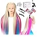 Mannequin Head, TopDirect 29 Inch Long Colorful Hair Cosmetology Mannequin Head Hair Styling Hairdressing Practice Training Doll Heads with Clamp Holder and Tools