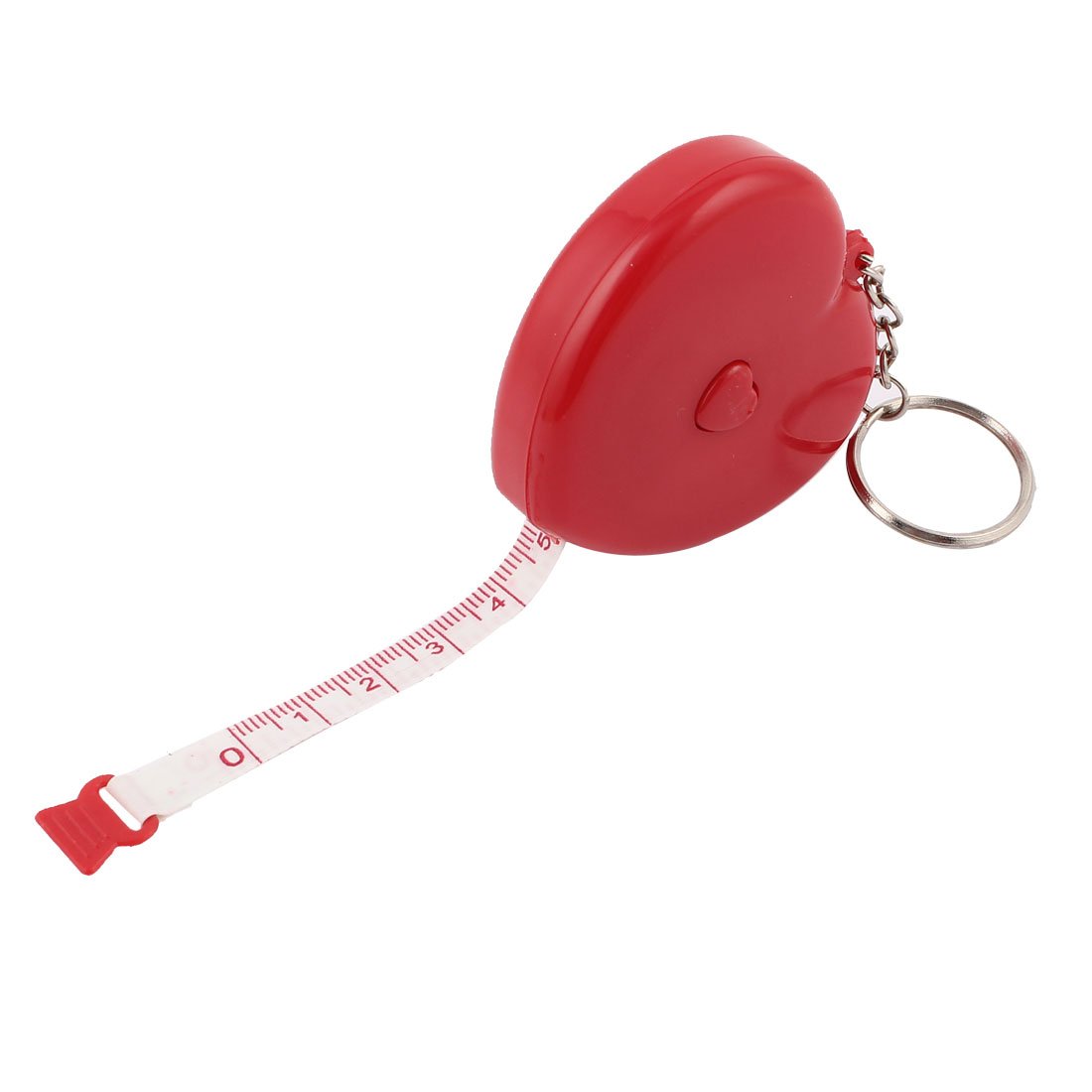 Sourcingmap Plastic Heart Shaped Retractable Measuring Tape Ruler Keyring 1.5M Red