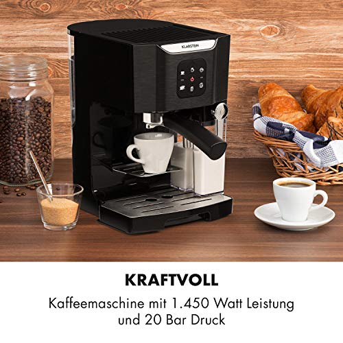 Klarstein BellaVita Espressomaschine - Siebträgermaschine mit Milchschaum-Düse, 3in1 Siebträger Kaffeemaschine, 20 Bar… – Bild 3