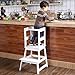 SDADI Kids Kitchen Step Stool with Safety Rail CPSC Certified- for Toddlers 18 Months and Older, White LT01W