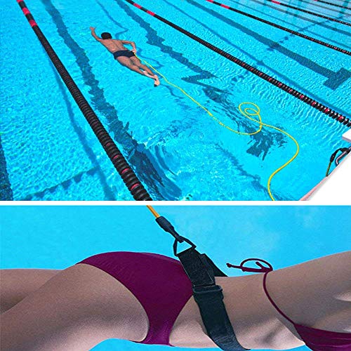 Meanhoo Swim Training Belts- Swim Tether Stationary Swimming, Swim Harness Static Swimming Belt, Swim Bungee Cords Resistance Bands