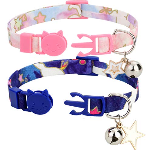 BoomBone Unicorn Cat Collars with Bell,2 Pack Puppy Collar Breakaway and Star Charm - Thumbnail 4