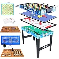 IFOYO 4ft Multi 14 in 1 Steady Combo Game Table, Hockey Table, Foosball Table, Pool Table, Table Tennis Table,Chess Set, Backgammon Set,Dice, Snake Ladder Set,Shuffleboard,Checker,etc