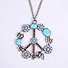 Sankuwen Women Retro Pearl Peace Symbol Necklace Sweater Chain