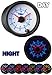 GlowShift White 7 Color Analog Clock Gauge - White Dial - Clear Lens - 2-1/16