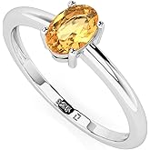 LUSTRE AND LIGHT Natural Citrine Stackable Ring for Women in Sterling Silver, November Birthstone Jewelry Gifts for Her (Round, Oval, Pear)