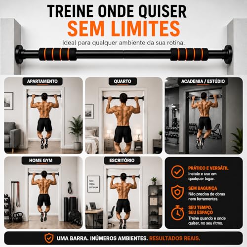 Barra Fixa De Porta Ajustável 63 a 96 cm Para Exercícios, Flexão, Musculação e Calistenia Aço Reforçado Suporta até 100 kg [ K-SELL IMPORTS ]