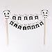 LVEUD Panda and rabbit decoration Mini Happy Birthday Cake Topper Banner - Party Cake Decoration Supplie (Black)