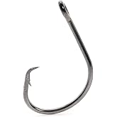 Mustad 1X/2Xl Offset Classic Circle Fishing Terminal Tackle (50 Pack), Black Nickel, Size 8/0