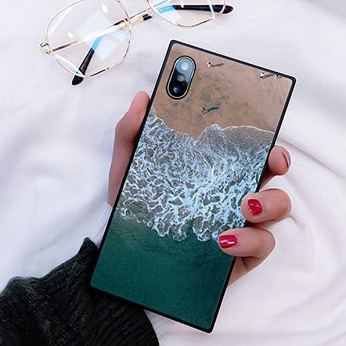 Square iPhone X/10/Xs Case, Soft TPU Heavy Duty Shockproof Full-Body Protective Case Beach