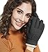 LETHMIK Unique Cuff Winter Gloves Womens Solid Color Warm Knitted Thick Gloves Black