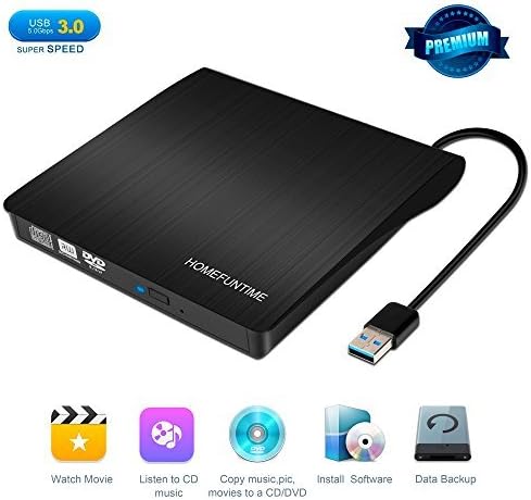 External CD Drive, USB 3.0 External DVD Drive for Laptop/Mac/Macbook, Portable Slim USB DVD Drive External DVD/CD Burner DVD/CD Player - High Speed Data Transfer for Mac/Windows OS - Plug and Play