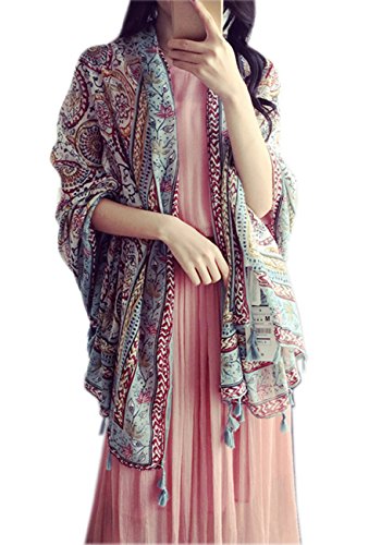 Women's Boho Bohemian Oversized Fringed Scarf Wraps Shawl Sheer Gift (08)