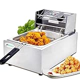 Electric Deep Fryer -Nurxiovo 8Liter Commercial Small Deep Fryer with Basket 1800watt Countertop Stainless Steel French Fries Restaurant Home Kitchen 1 Tank