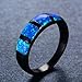 RongXing Jewelry Simple New Aquamarine Blue opal Ring,14KT Black Gold Engagement Rings