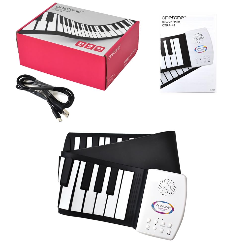 ONETONE ワントーン ロールピアノ (ロールアップピアノ) 49鍵盤 スピーカー内蔵 充電池駆動 トランスポーズ機能搭載 OTRP-49 [USBケーブル/日本語マニュアル付属] の商品画像
