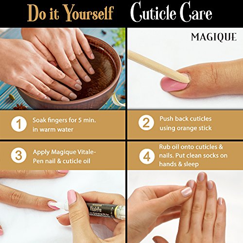 Cuticle Oil Pen & Nail Strengthener - Nail Oil & Nail Guardian Serum - Cuticle Softener Oil Pens with Vitamins A & E - Natural Nails Treatment - 2 Box Includes 4 Pens - Magique VitalePen .28oz