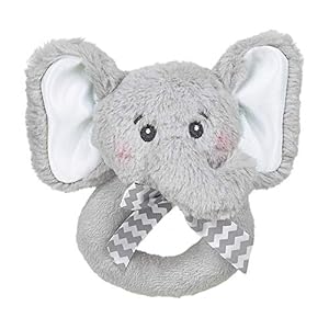 Bearington Baby Lil’ Spout Plush Stuffed Animal Gray Elephant Soft Ring Rattle 5.5″