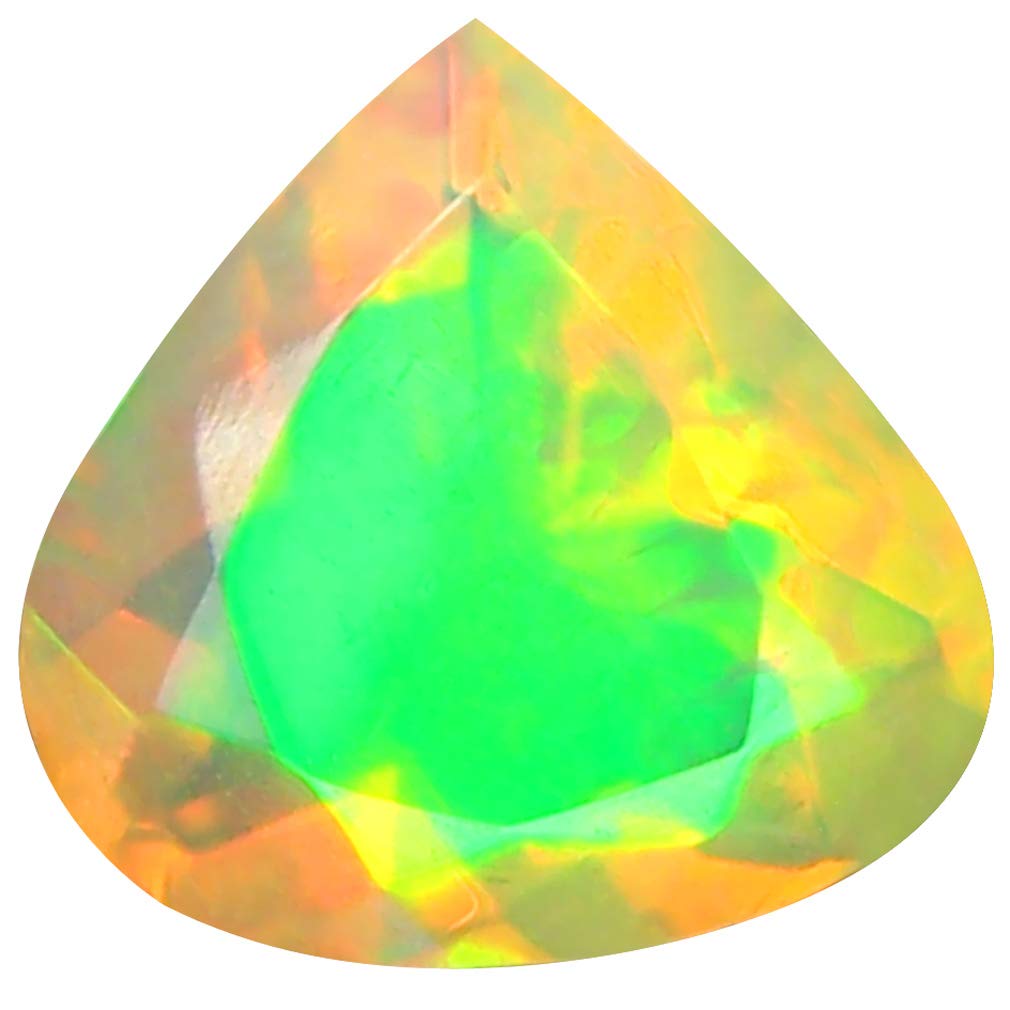 1.15 ct Pear Cut (8 x 8 mm) Un-Heated Transparent Quality Ethiopian Welo Rainbow Opal Natural Loose Gemstone