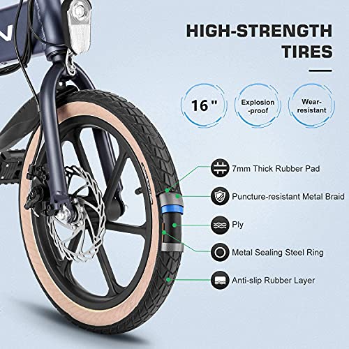 Vivi Folding Electric Bike 350W Motor, 48V 20AH Removable Battery 14