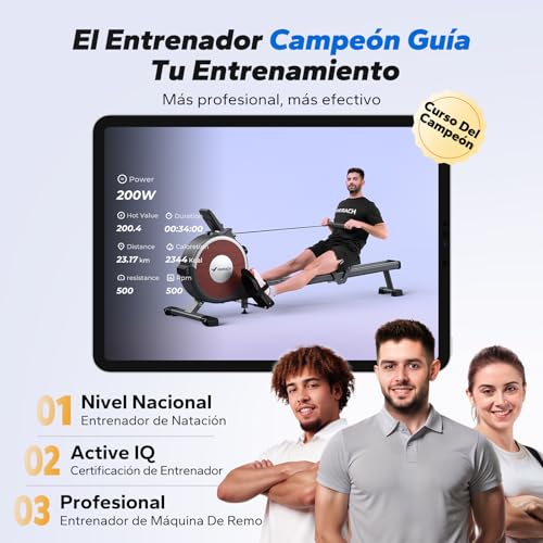 MERACH Máquina de Remo, remadora con Resistencia magnética, 16 Niveles de Ajuste de Resistencia, Remo con Resistencia silenciosa, Doble guía, Capacidad máxima de 158KG, Enlace de aplicación