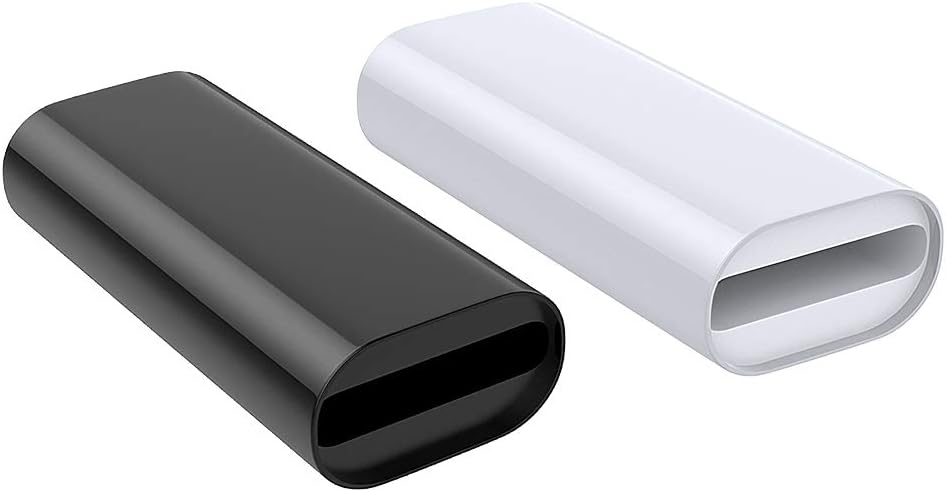 MoKo Charging Adapter Compatible with Apple Pencil 1st, Connector Charger Cable Compatible with iPad Air 3 / iPad Mini 5 2019 / iPad Pro 12.9 10.5 9.7 Pen Accessories, (2 Pack, Black & White)