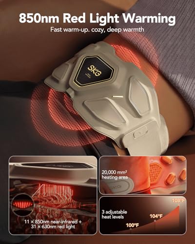 SKG W9 Ultra 2.0 Lower Back Massager for Strain Relief Deep Tissue FSA | HSA Adjustable Cordless Heating Pad Infrared Vibrating Back Massager with Titanium Massage Head