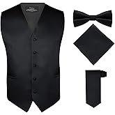 S.H. Churchill & Co. Men's 4 Piece Vest Set, with Bow Tie, Neck Tie & Pocket Hankie