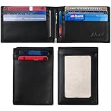 Kinzd Mens Slim Bifold Leather Front Pocket Wallet RFID Money Clip USD Version