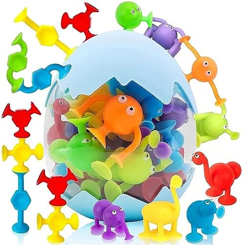 LinJie Suction Toys,Bath Toy Set,27 Pcs Silicone Sucker Toys