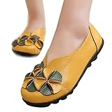 Susanny Women's Round Toe Leather Moccasins Shoes Casual Flat Driving Mother Loafers with Flowers