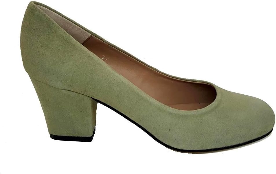GENNIA XERRIE - Women Closed Toe Leather Pumps with Block Heel