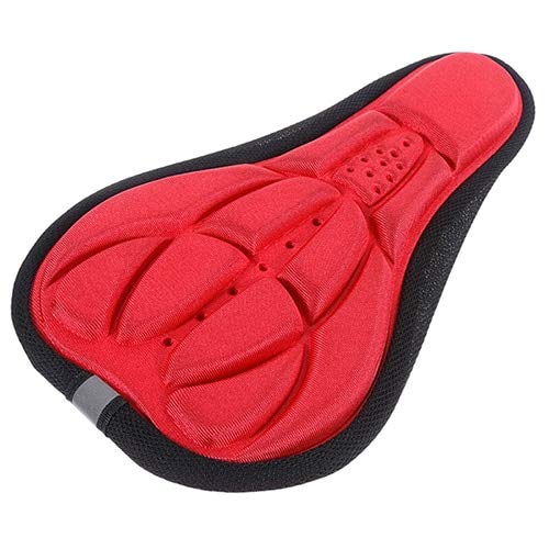 Seat Cushion Bike Bicycle Saddle 3D Soft Bike Seat Cover Gel Silicone Seat Cushion Cycling Saddle for Bicycle Bike Accessories 3 PCS Red