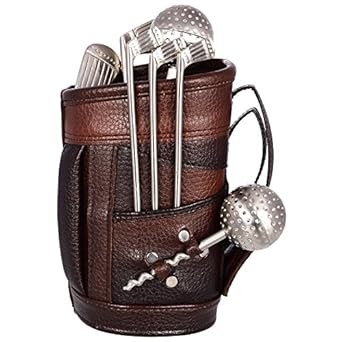 MSA JEWELS Lavanaya Silver Stainless Steel Golf Bar Set with Beautiful Leatherette Bag