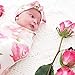 EP.Queen Baby Swaddle Blanket Wraps with Headband, Newborn Receiving Blankets, Pink Flower