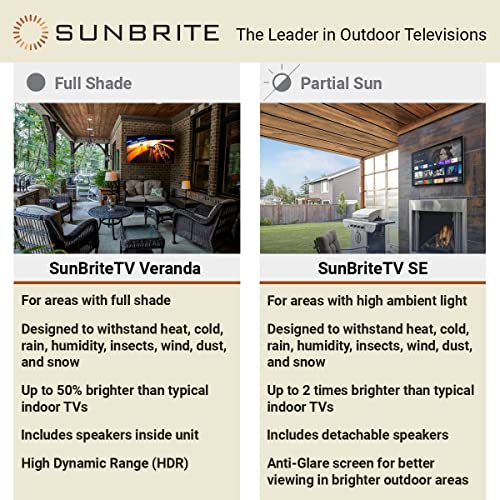 SunBrite SE 43inch Partial Shade Outdoor TV 4K Ultra HD LED