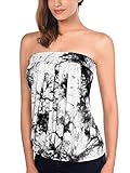 DJT Women's Tie Dye Sleeveless Stretchy Pleated Tube Top Small Tie Dye_Light Grey