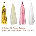 Paxcoo 35 Pcs Pink and Gold Party Supplies with Tissue Pom Tassel Garland for 1st Birthday Baby Girl Shower Decorations