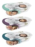Purely Fancy Feast Complete Cat Food 3 Flavor Variety 6 Can Bundle: (2) Seabass & Shrimp, (2) White Meat Chicken & Shredded Beef, and (2) Tender Tongul Tuna, 2 Oz. Ea. (6 Cans Total)