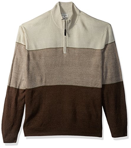 Dockers Men's Big and Tall Quarter Zip Soft Acrylic Color-Block Sweater, Dark Chocolate, 3X-Large Big