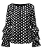 ZANZEA Womens Bell Sleeve Tops Blouses Ruffle Long Sleeve Polka Dot Round Neck Shirt Polka Dot Black US XL