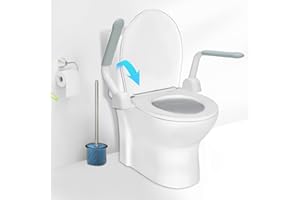 SRORA Toilet Safety Rails for Elderly (470 lbs), Handicap Toilet Rails with Foldable Handles, Toilet Assist Rails, Toilet Rails for Seniors, Heavy Duty Toilet Safety Frames Rails with Arms