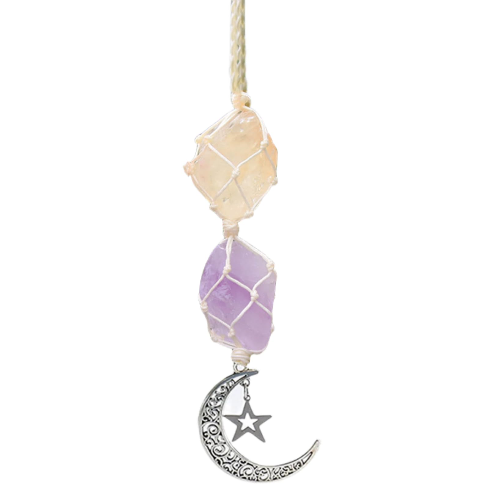 WULILONG Rose Quartz Amethyst Pendant Crystal Car Hanging Ornament Hanging Car Crystal Accessories Cry stal Stones (Topaz + Amethyst)