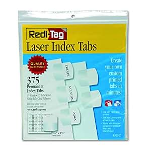 Amazon.com : Redi-Tag Laser Printable Index Tabs, Permanent Adhesive, 1 ...