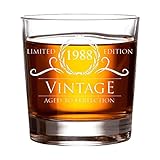 1988 30th Birthday Gifts for Women and Men Whiskey Glass - Funny Vintage Anniversary Gift Ideas for Him, Her, Dad, Mom, Husband or Wife. 11 oz Whisky Bourbon Scotch Glasses. Party Favors Decorations