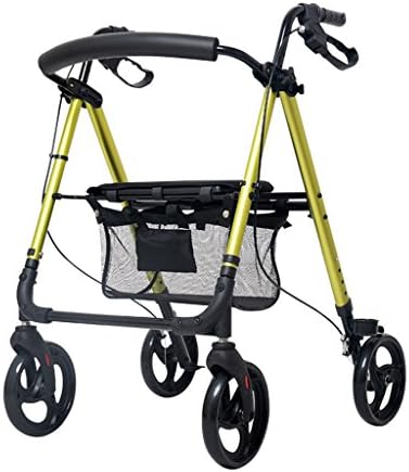 HJHY® walking aids, Senior trolley Walker Aluminum alloy Belt wheel With seat Walker Scooter Old shopping cart