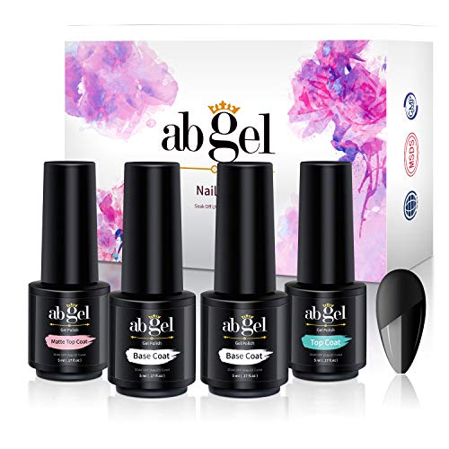 ab gel Set Matte Top Coat High Gloss Top Coat + Base Coat 2pcs, Soak Off UV LED Gel Nail Polish Quick Dry and Long Lasting (4Pcs 5ml) - Thumbnail 7