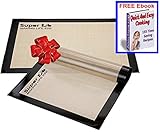 JUST LAUNCHED Silicone Baking Mat Set of 2 by SuperEze. Best for Half Size Cookie Sheets 16.5