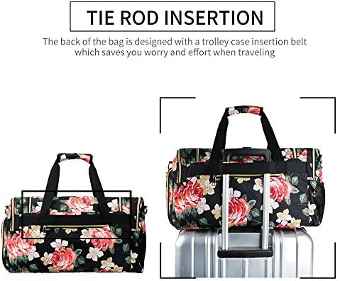 Floral Print Smooth Surface Polyester Blend Travel Weekender Overnight Bag for Duffle,Shoe Grid Carry on Gym Sports Bags for Men,Tote Handbag for Women,Traveling Boarding Collapsible Gripsack. 5 Floral Print Smooth Surface Polyester Blend Travel Weekender Overnight Bag for Duffle,Shoe Grid Carry on Gym Sports Bags for Men,Tote Handbag for Women,Traveling Boarding Collapsible Gripsack.